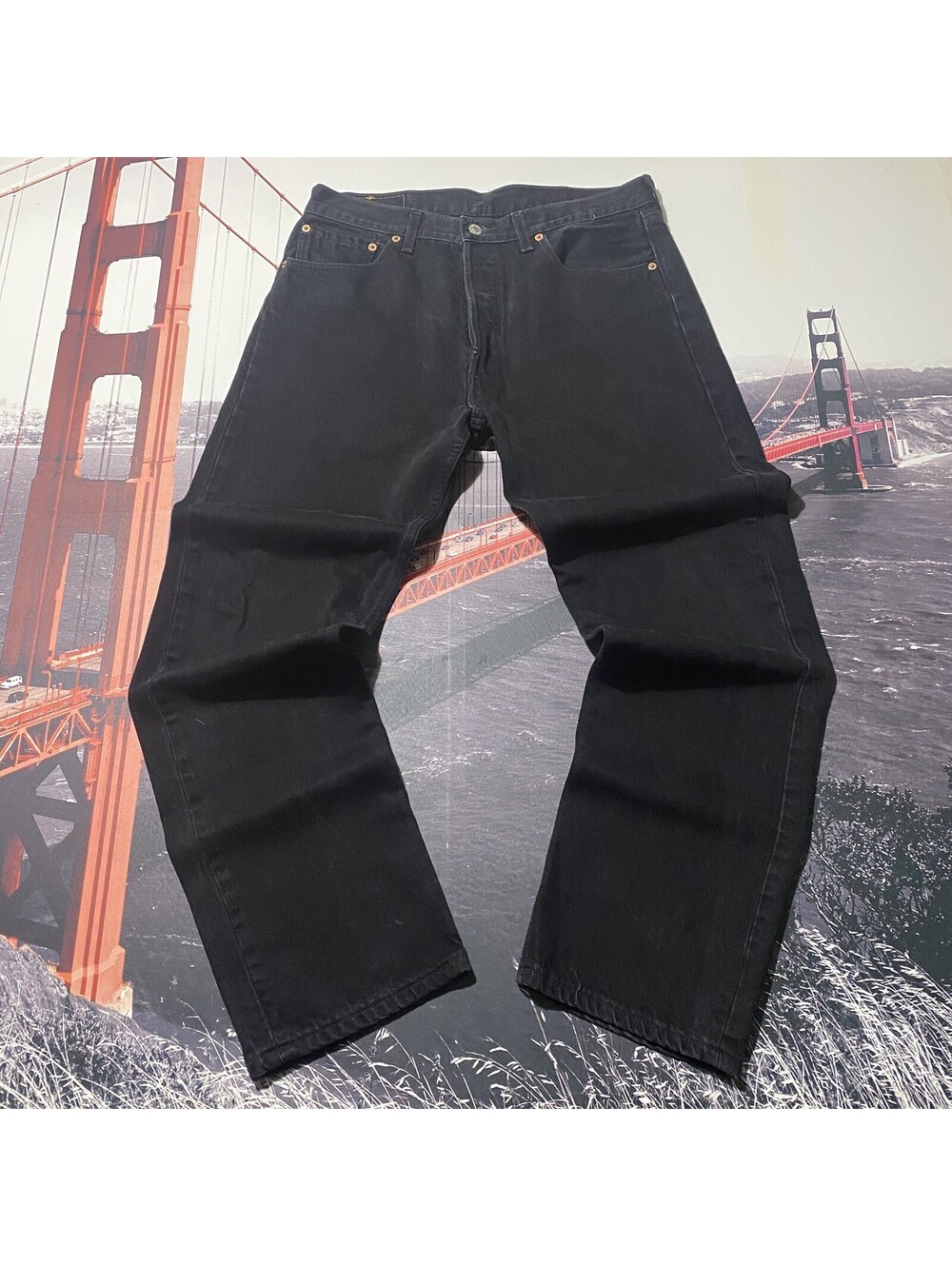 Vintage Levis 501 Jeans Men's 34x32 (32x31) Black Denim Y2K 2002 Button Fly CA
